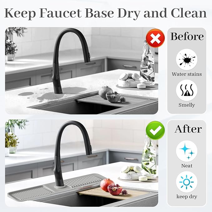 PoYang 24 Inch Faucet Mat for Kitchen Sink Splash Guard Behind Faucet, Sink