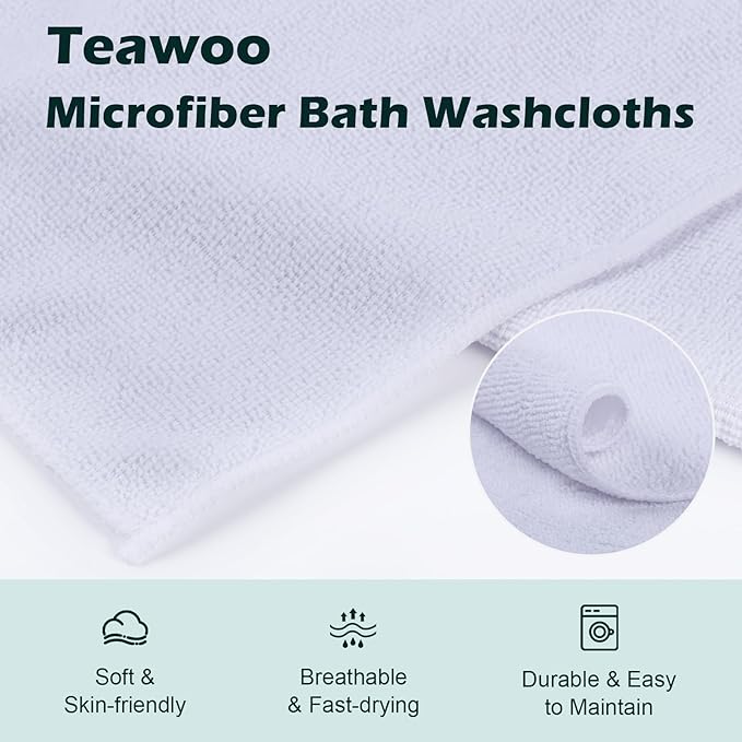 White Washcloths 100 Pack, Highly Absorbent & Quick Drying Face Towels
