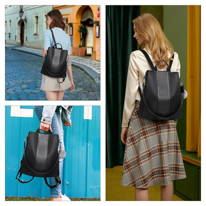 Miss Lulu Women Backpack Leisure Ladies Rucksack Water-Resistant Nylon School Bags Anti-Theft Daypack Shoulder Bag (black)