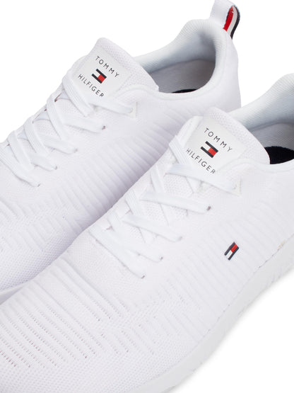 Tommy Hilfiger Men’s Corporate Knit Rib Runner Trainers, White (White), 9