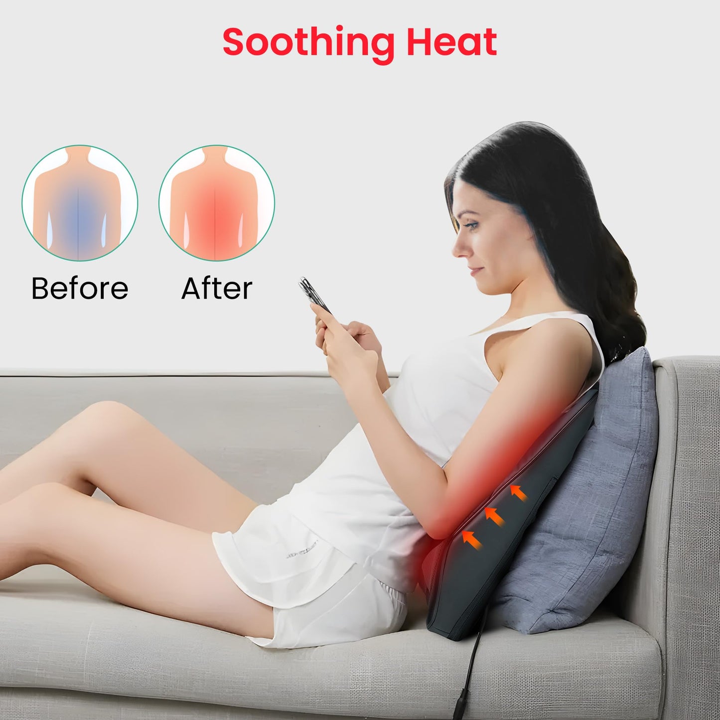 Snailax Back Massager for Back Pain Deep Tissue, Shiatsu Lower Back Neck Massager with Heat, 3D Kneading Massage Pillow for Neck Shoulder Legs, Gifts for Mom, Dad, Women