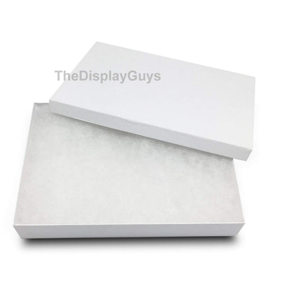 TheDisplayGuys - 25-Pack #53 Cotton Filled Cardboard Paper Jewelry Boxes Gift Case - White Swirl (5.4" x 3.9" x 1.0") - for Shipping or Storage