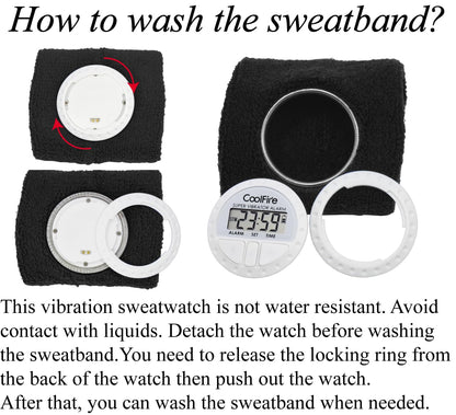 Coolfire Vibrating Alarm - Silent Wristband Vibrating Alarm for Deep Sleep (Black)