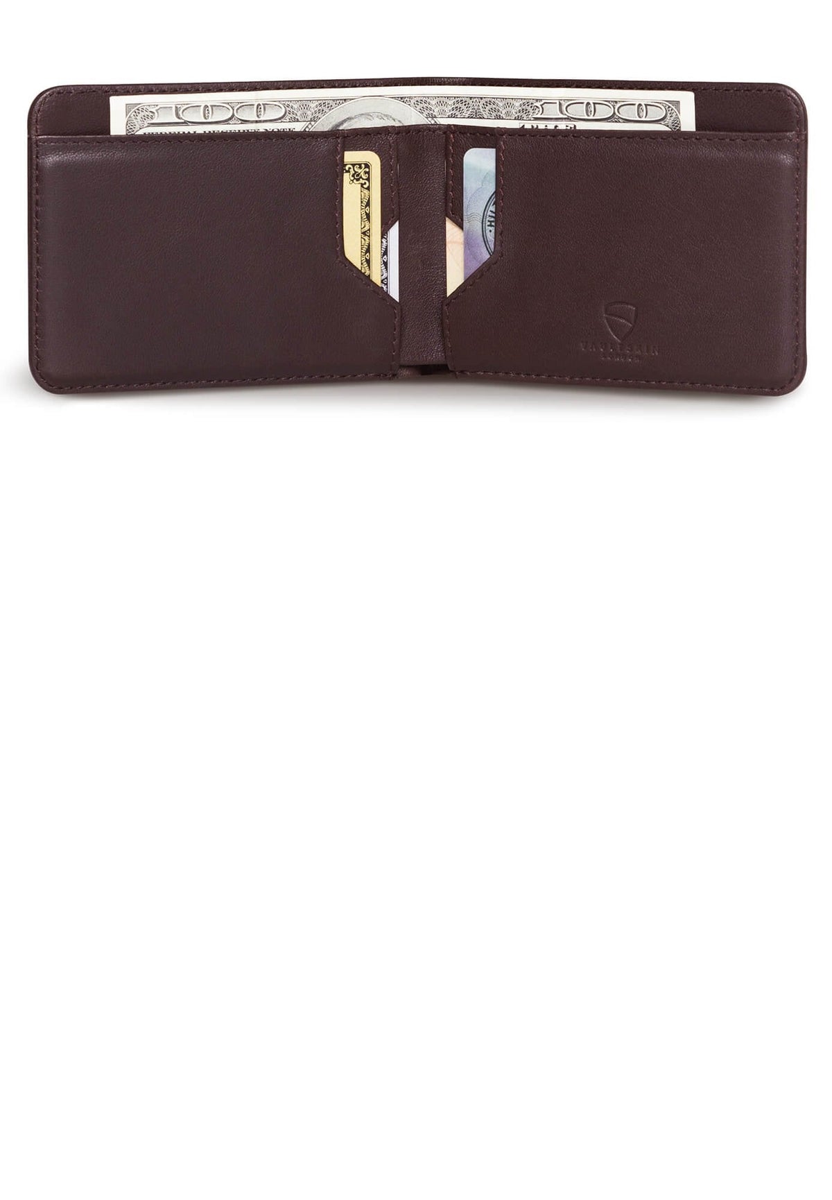 Vaultskin MANHATTAN Slim RFID Blocking Bifold Leather Wallet for Men - Minimalist Front Pocket Card Holder, Holds 9 Cards & Cash, Premium Italian Leather (Brown)