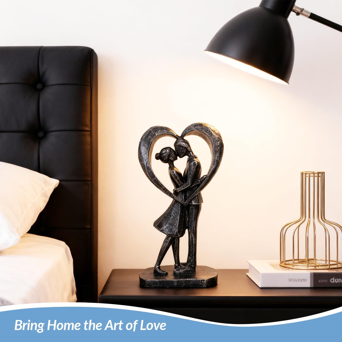 GZVDYG Room Decor Love Figurines, Black Home Décor Accents, Aesthetic Statue Knick Knacks for Bedroom, Living Room, Desk, Coffee Table, Bookshelf, Wedding Anniversary Engagement Gifts for Couples