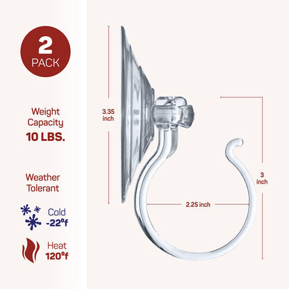 Christmas Wreath Hanger For Glass Front Door [Set of 2] Giant Suction Wreath Hanger, Hang Large or Heavy Wreaths Securely on Glass Doors and Windows up to 10 Lbs - Heavy Duty Wreath Holders - USA Made
