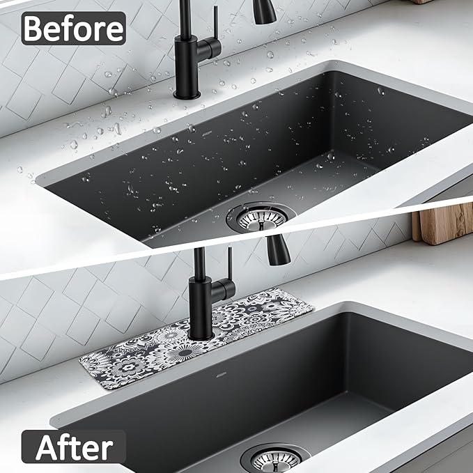 15" X 5.5" Kitchen Sink Splash Guard Faucet Mat Mandala Super Absorbent Fast