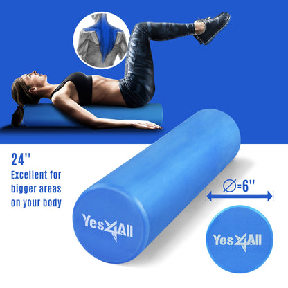 Yes4All EVA Firm Foam Roller for Back - Round Back Roller for Exercise, Yoga & Pilates 12/18/24/36 inch