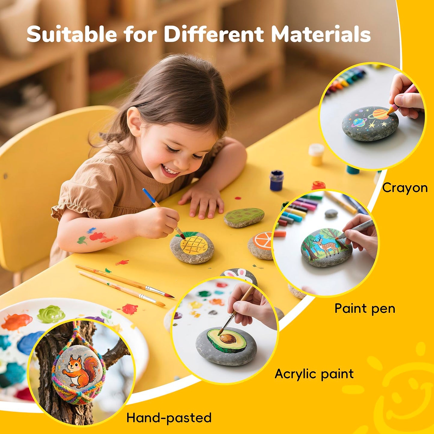 Simetufy 15Pcs Rocks for Painting, Large 3-4 Inch Natural River Stones, Smooth Paintable Flat Rock for Adults, Children, Kindness Rocks Garden Decoration for DIY, Art & Crafts
