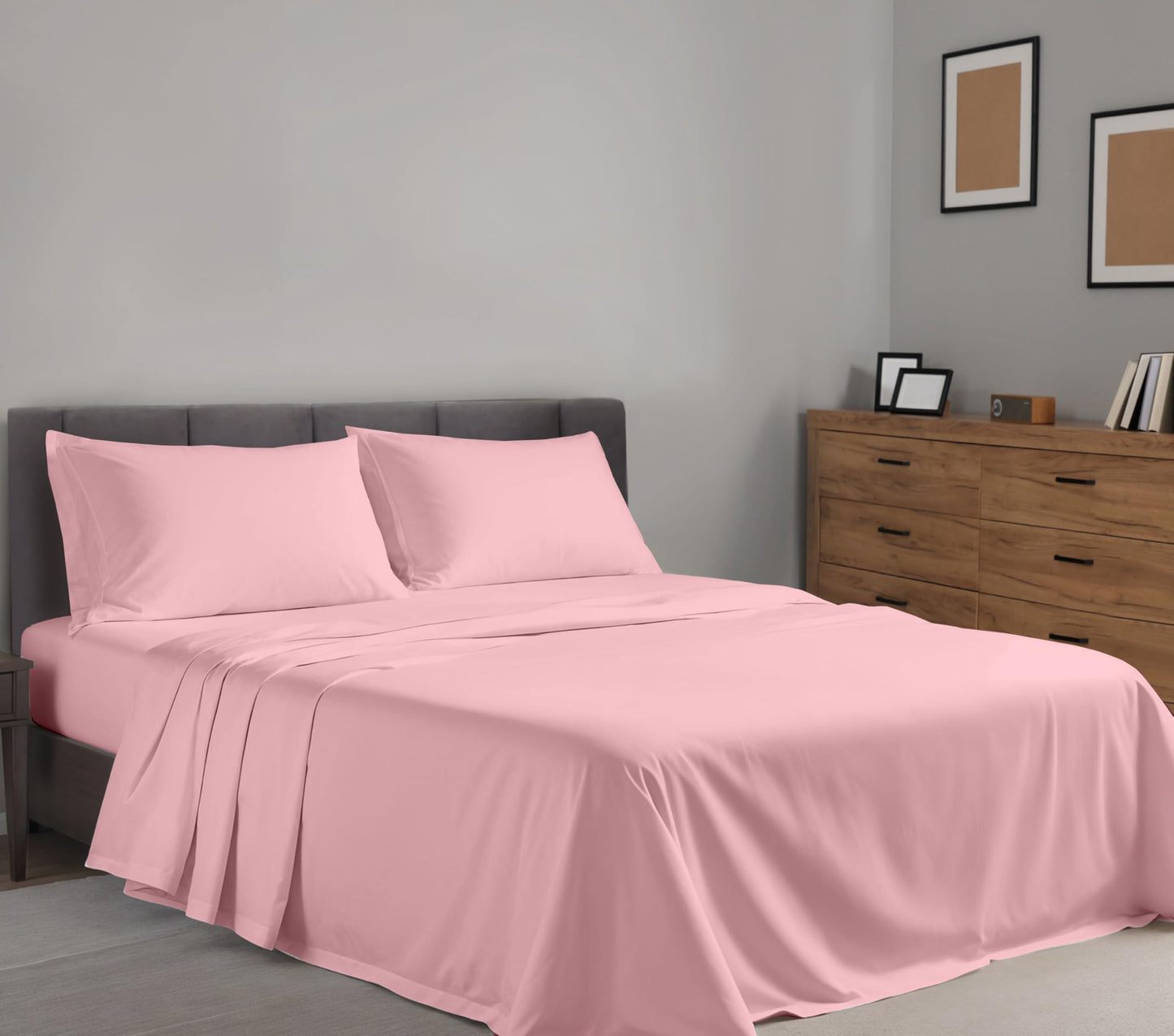 RUVANTI 100% Cotton Percale Sheets Full Size, Bridal Rose