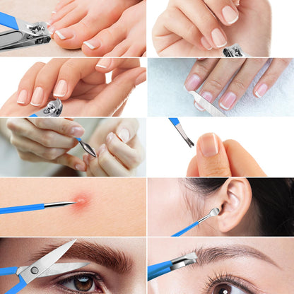 Manicure Set, Travel Mini Nail Clippers Kit Pedicure Care Tools, 10pcs Stainless Steel Grooming kit (Pink)