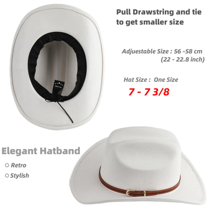 Pro Celia Cowboy Hat for Women and Men Wide Brim Western Cowgirl Hat (US, Alpha, One Size, Ivory)