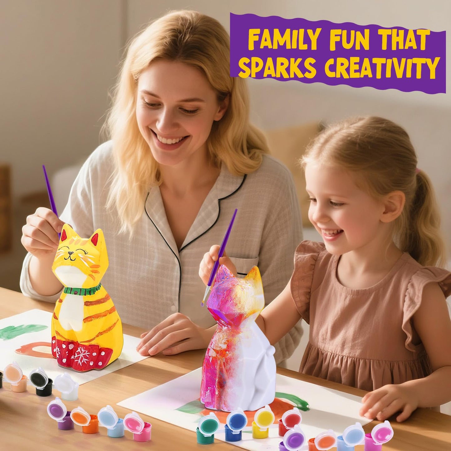 Paint Your Own Cat Lamp Kit, Cat Gifts for Girls, Painting kit for Kids 6 7 8 9, Arts and Crafts for Kids Ages 8-12, Art Supplies Toys Girls Boy Birthday Present
