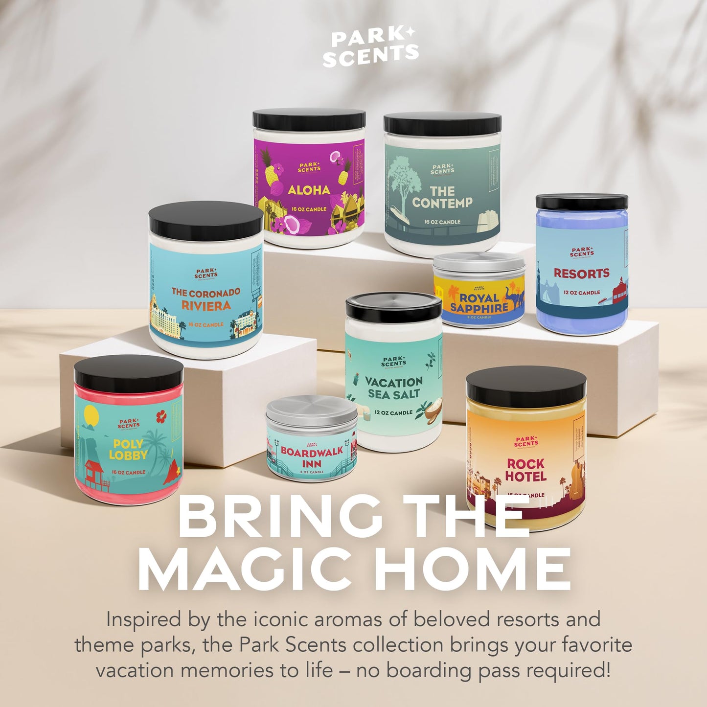 Park Scents Vacation Sea Salt – Theme Park Luxury Hotel Candle – Peppermint Eucalyptus Musk Scent – Vegan Soy Wax Blend Handmade in USA – Gifts for Women, Hostess, Sister, Birthday