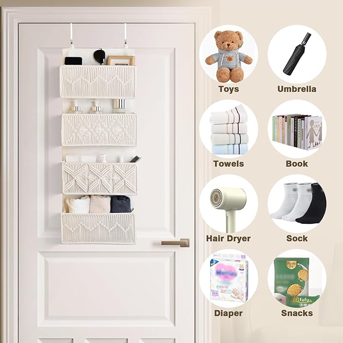 Over the Door Organizer Macrame Boho Nursery Storage