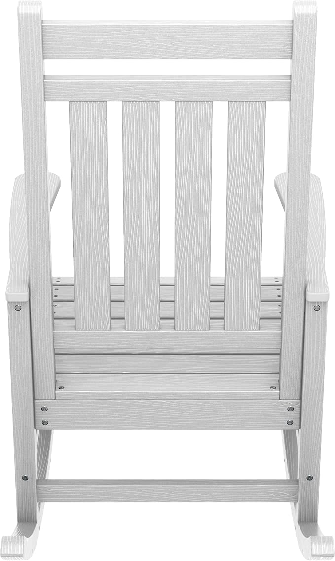 SERWALL Oversized Rocking Chair, Outdoor Rocking Chair for Adults, All Weather Resistant Porch Rocker for Lawn Garden, White
