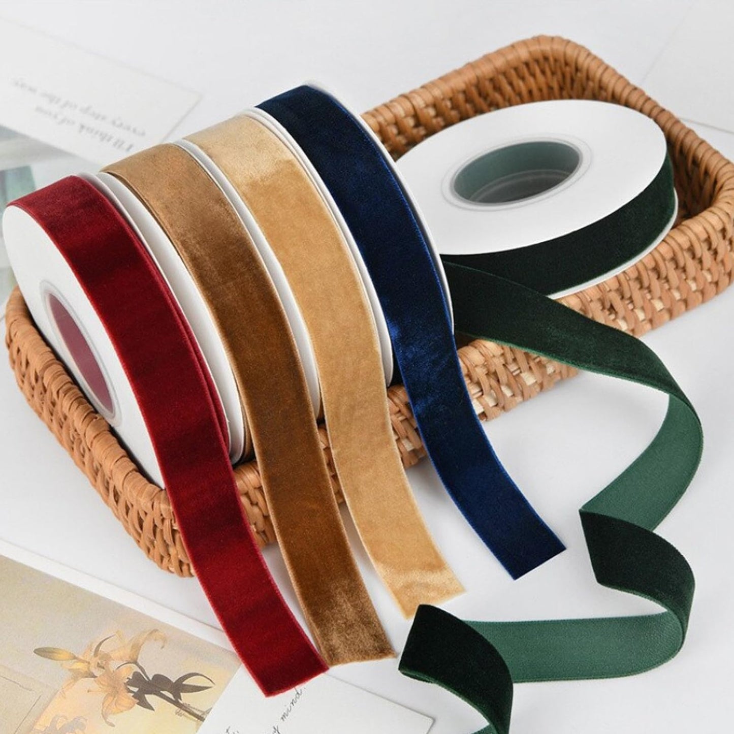 Golden Brown Velvet Ribbon for Gift Wrapping, Trimming Ribbon for Christmas DIY Craft Wedding Floral Holiday Valentine's Day Decoration Choker Hair Bow Hat Wreath Making, 1" x 10 Yards