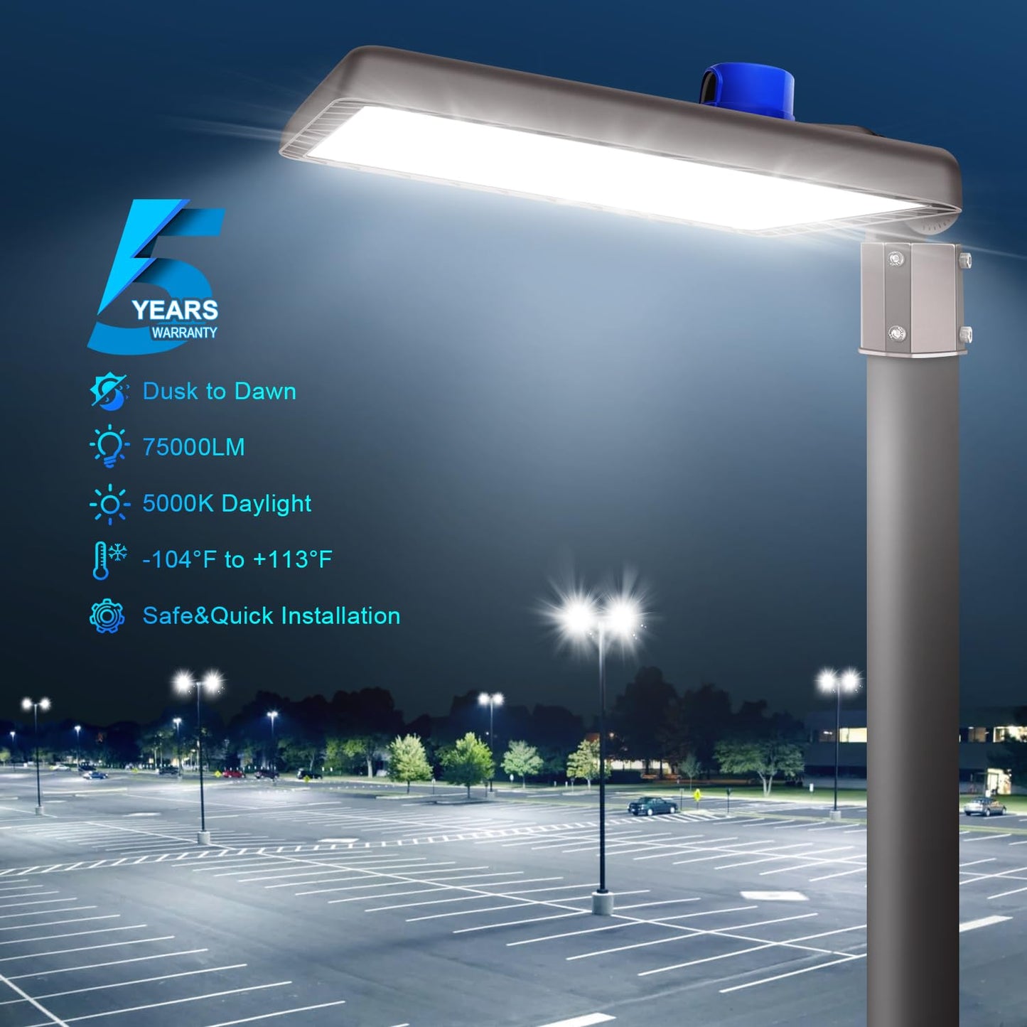 BIRITALO 480W LED Parking Lot Light 72000LM Dusk to Dawn Outdoor LED Flood Stadium Light Commercial 100V-277V 5000K IP65 Waterproof Large Building Shoebox Pole Slip Mont Lighting for Yard Barn 2 Pack