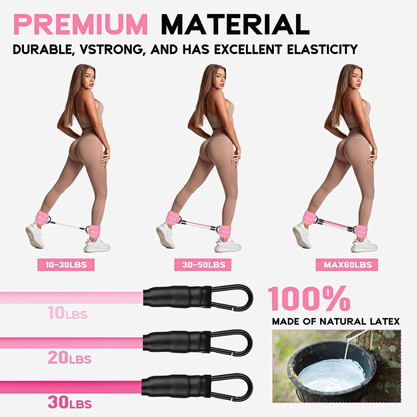 HPYGN Ankle Resistance Bands, Ankle Bands for Working Out, Leg Glutes Training Workout Equipment for Women, Exercise Bands with Cuffs, Kick Back Ankle Strap Set for Home Gym