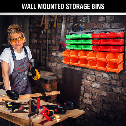 SWANLAKE GARDEN TOOLS 30-Bin Wall-Mounted Storage Bins, Heavy-Duty Garage Tool Organizer for Screws, Nuts, Bolts, Nails, Small Hardware Parts - Easy Installation and Customizable
