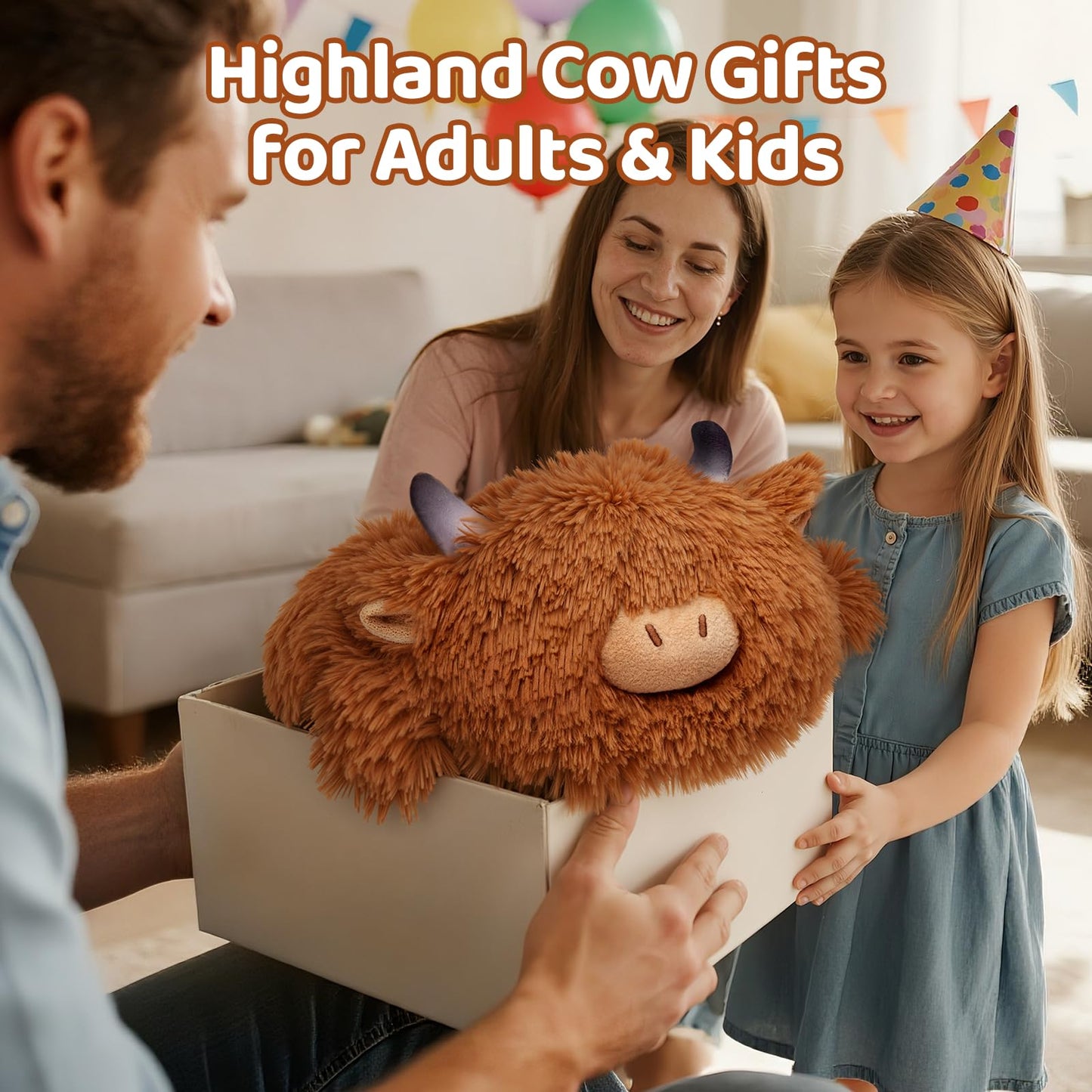 Mewaii Weighted Highland Cow Plush,4.0Lbs Weighted Stuffed Animal Pillow for Kids, Soft Weighted Anxiety Plush Toy Birthday Gifts for Women Girls and Females (23 inch)