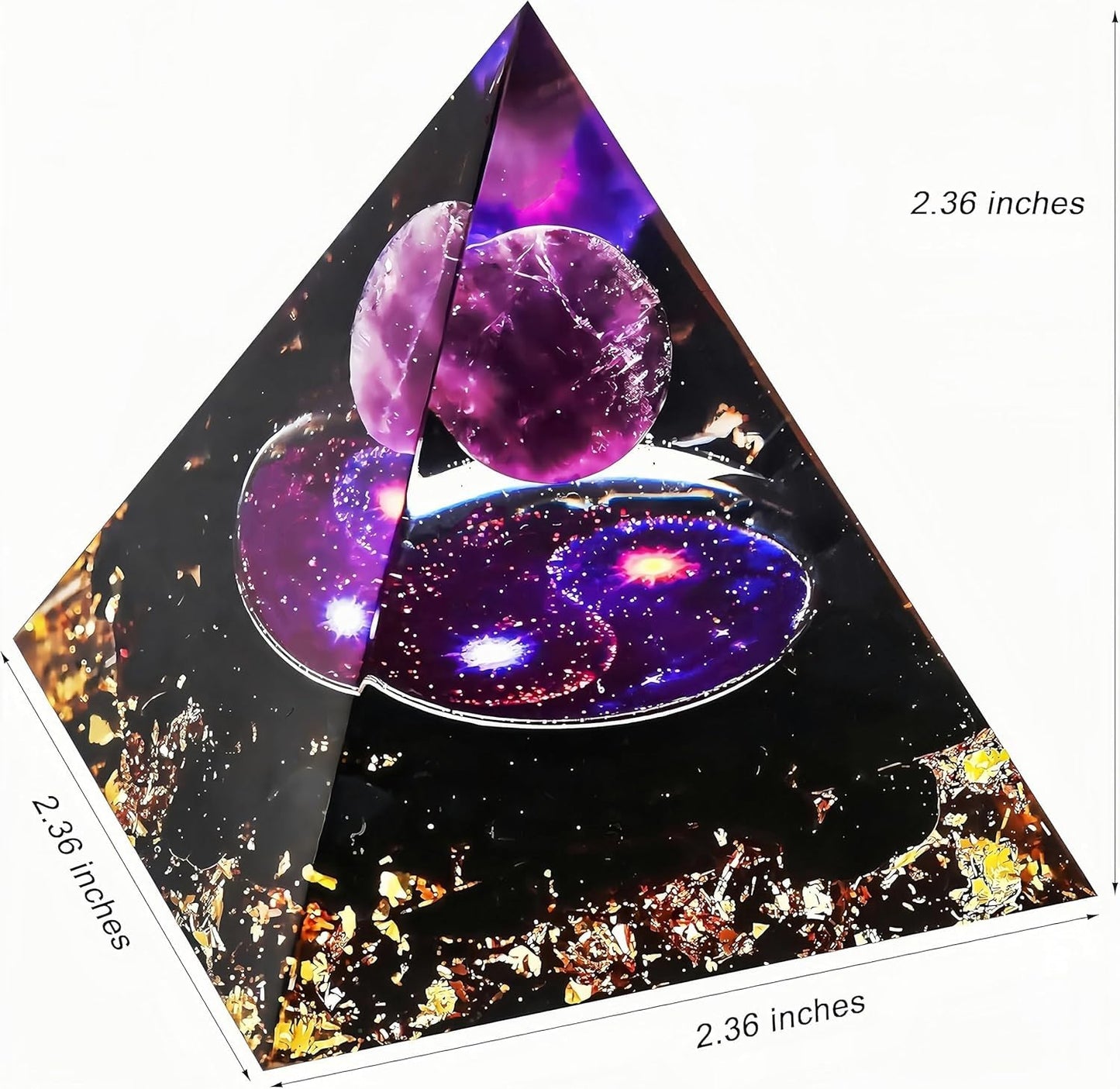 EternalOrgone Orgone Pyramid for Positive Energy, Orgonite Amethyst&Obsidian Healing Crystal Pyramids for Reduce Stress Chakra Reiki Healing Meditation Attracts Lucky and Success