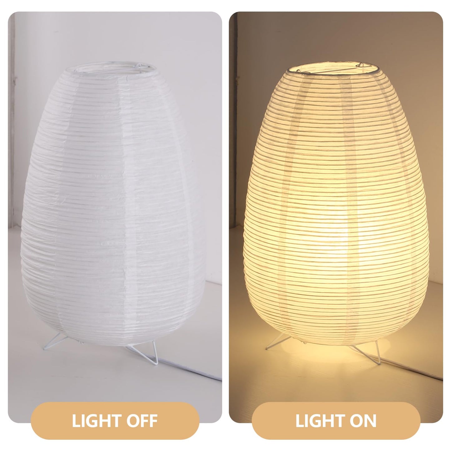 CMHSYTKE Small Rice Paper Lamp, Japanese Lamp Lantern Table Lamp, Paper Table Lamp, Lantern Lamps for Desk Bedrooms Bedside Night Light (Tower)