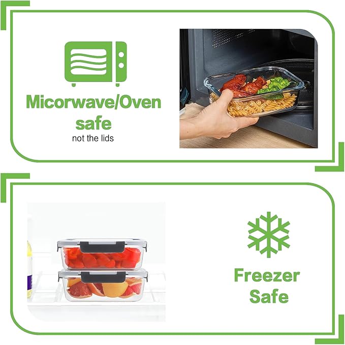 HOMBERKING 10 Pack Borosilicate Glass Meal Prep Containers
