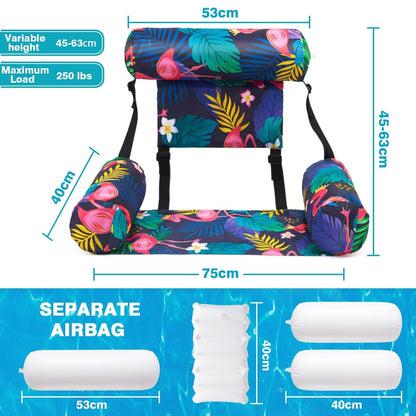 WERNNSAI Fabric Pool Float Chair for Adult - 2 Pack Inflatable Pool Float Water Hammock Adjustable Floating Pool Lounge Chair for Swimming Summer Water Party (Flamingos & Green Plants)