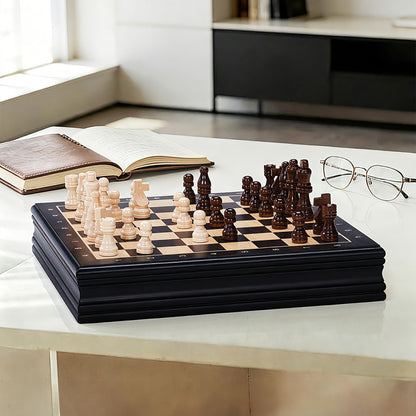 Peradix Magnetic Chess Set 12 Inch Classic 2 in 1 with Chess Pieces, Wood Board Box with Storage, 2 Extra Queens, Wooden Chess Board Games for Kids and Adults, Family Educational Gift Sets