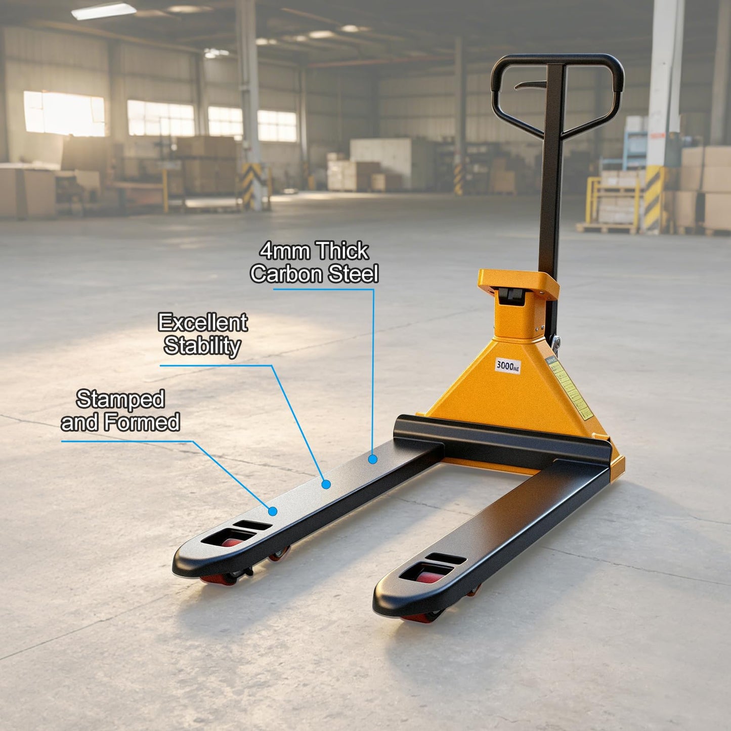 Pallet Jack Scale, 6600 lbs Capacity, 48"x 27" Forks, Lb/Kg Switchable, LCD Display, Manual Hydraulic Pallet Truck w/Electronic Scale for Warehouse, Shipping, Supermarket, Industrial