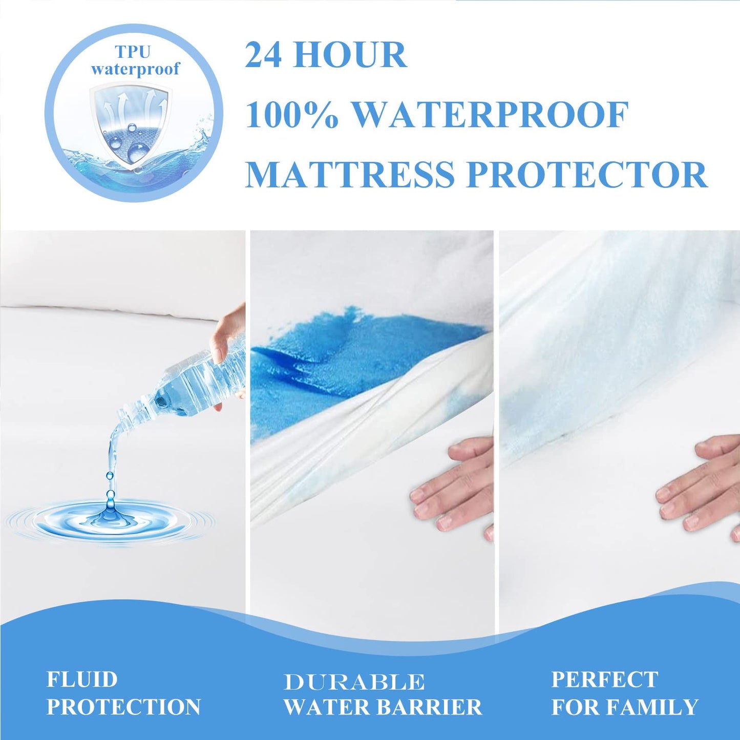 2 Pack Twin Size Premium Waterproof Mattress Protector, Soft Breathable Mattress Pad, Noiseless Waterproof Bed Cover - Stretch to 21" Fitted Deep Pocket Mattress Protection