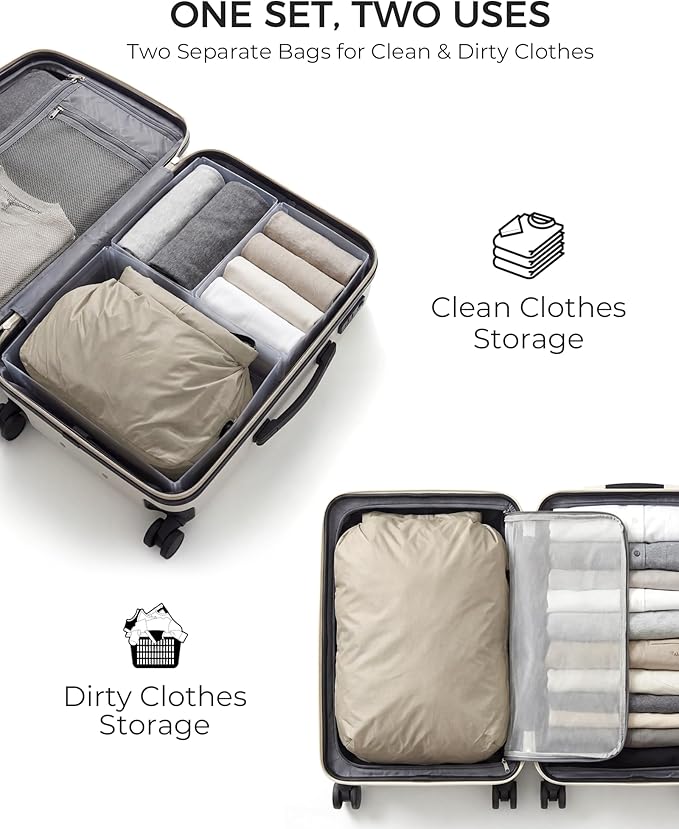 Travel Laundry Bag, Pump Free Vacuum Storage Bag Reusable Compression Dirty