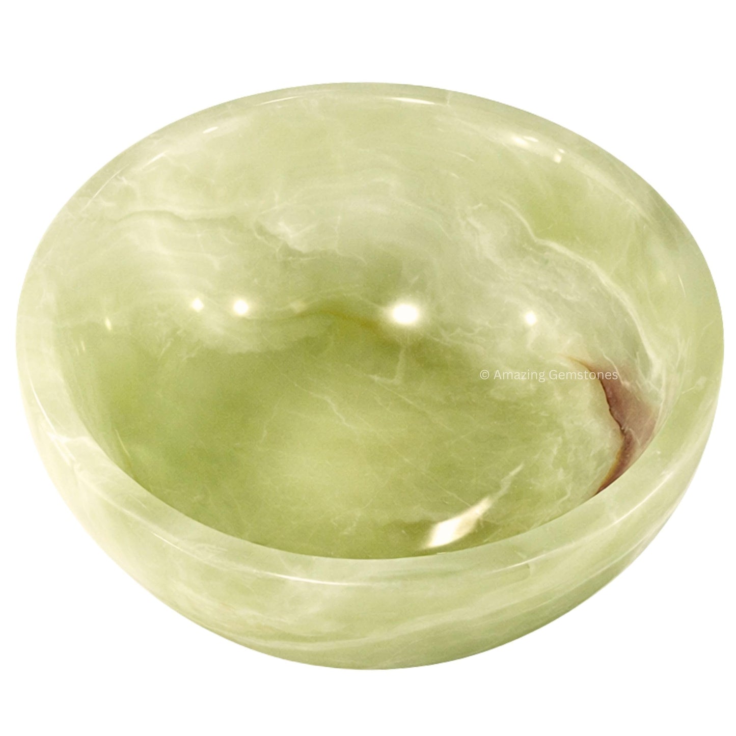 Green Onyx Crystal Bowl - 3 Inch Decorative Bowls for Room and Home Decor - Gemstone Healing Crystals for Elegant Display, Positive Energy Balance and Gift