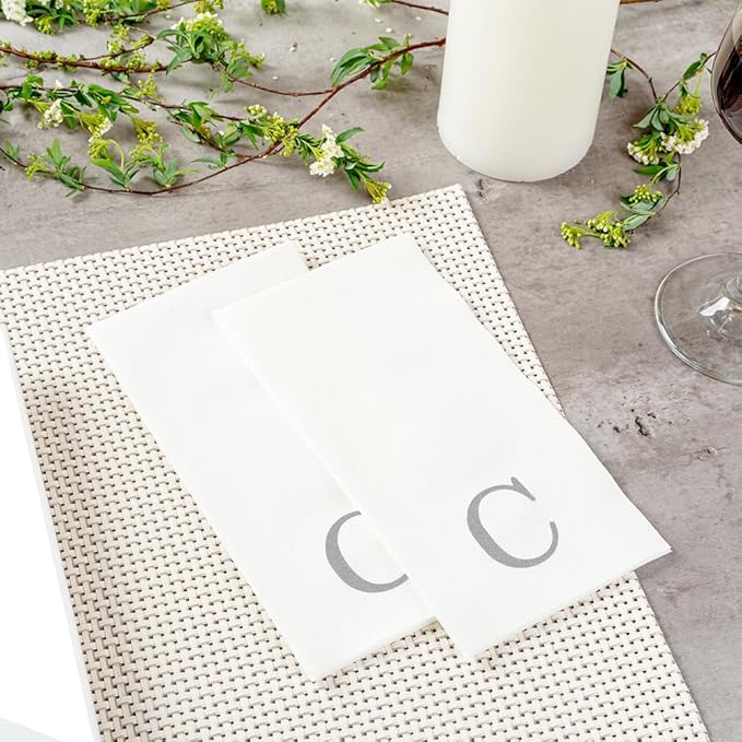 Luxenap 15.8 X 7.9 Inch Linen-Feel Guest Towels, 50 Lettered Hand Towels