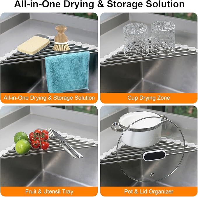 Sink Caddy Sponge Holder for Kitchen Sink, Small Dish Drainer for Kitchen