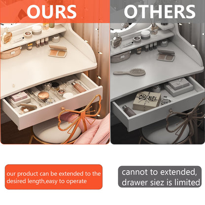 REBECAT 4 Pcs Expandable Clear Drawer Organizers, Adjustable Drawer Organizer Bins with Dividers, makeup organizer for drawer, drawer organizer bathroom for Vanity, Junk Drawer & Office