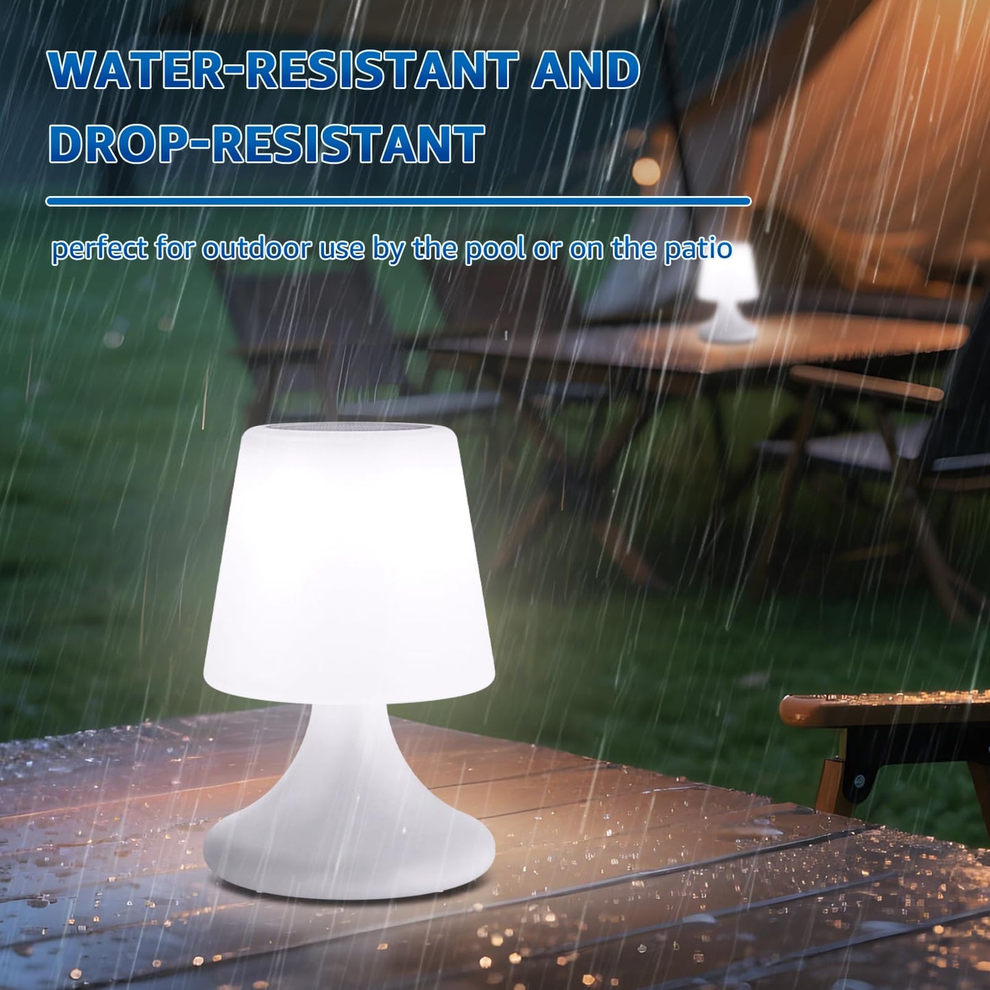 uuffoo 2 Pack Shower Lamp Cordless LED Table Lamp with Speaker Patio Outdoor Speaker with Lights RGB IP44 for Patio Pool Party Balcony Bathroom (Waterproof, Rechargeable)