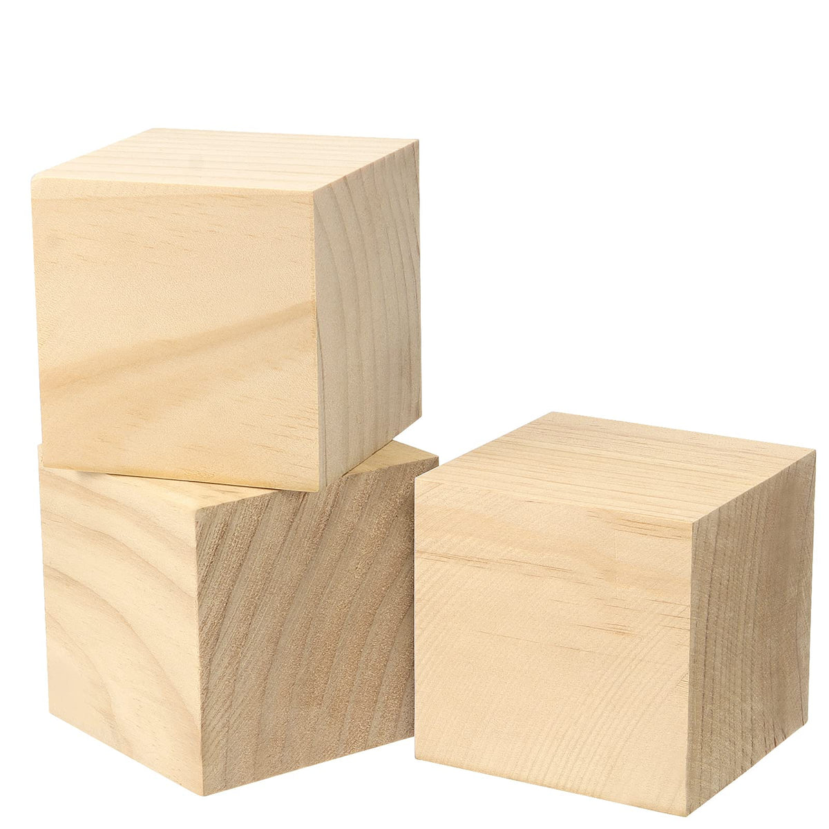 SEHOI 8 Pack 3 Inch Wooden Cubes, Unfinished Natural Wood Blocks, Blank Square Blocks Wood Cubes for Crafts and DIY Décor