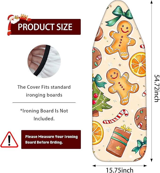 Nuxovilar Ironing Board Covers Winter Gingerbread Man and Treats Pattern