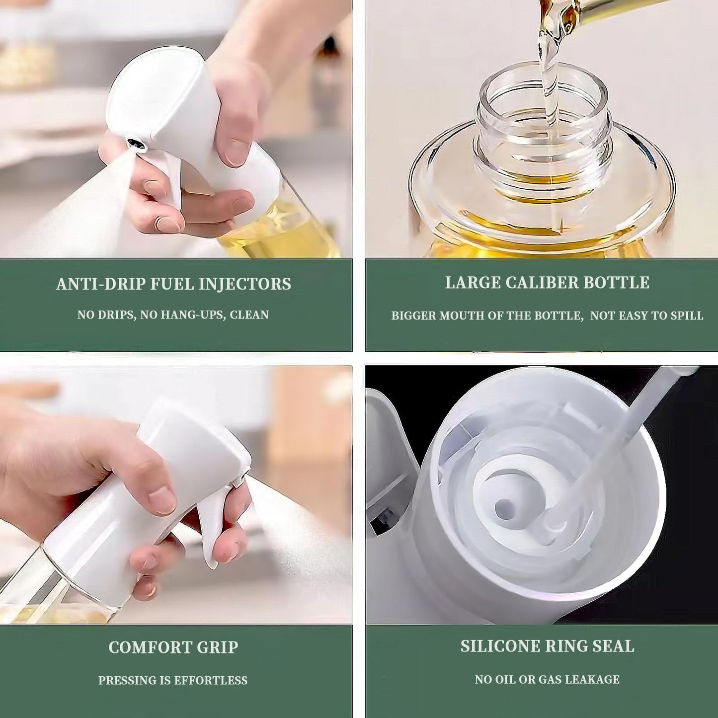 Olive Oil Spray Bottle(1PC-220ml) and Quantitative Salt Control Bottles (2PC-150ml),Refillable Salt Tank Sugar Bottle, Oil Sprayer for Cooking, Salad, BBQ, Kitchen Baking,Sealed storage, Kitchen
