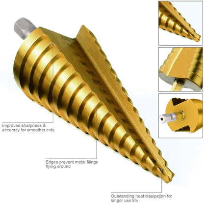 3PCS HSS Step Bits, High Speed Steel Step Drill Bits Set - (4-12mm, 4-20mm and 4-32 mm) Cone Drill Bits Hole Cutter for Wood, Stainless Steel, Sheet Metal by SS SHOVAN
