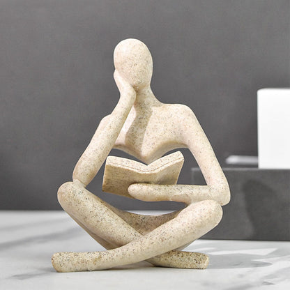Jinkoozz Reading Women Statue, Thinker Sculptures, Abstract Art Ornament, Modern Aesthetic Figurine Decoration, Suitable for Home Living Room Bedroom Office Shelf Table Desk Bookshelf Decor