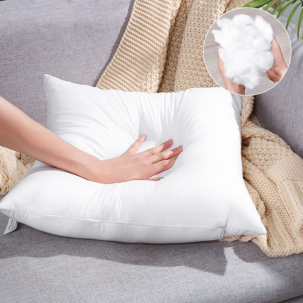 Artscope Premium Square Form Cushion Inner Pads, Set of 4 Waterproof Cushion Stuffer for Patio Garden Bench Sofa Farmhouse - Out-Indoor Decorative Pillows Inserts, Standard/White 45x45cm