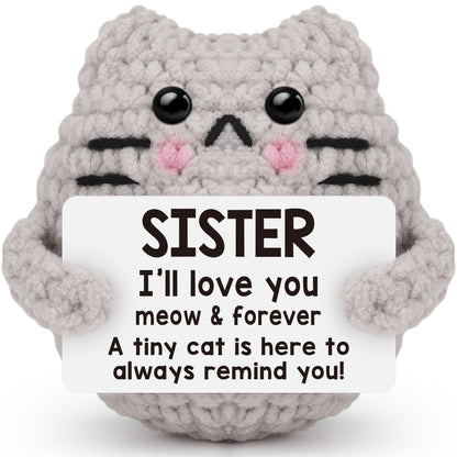tGifGLonyi Mothers Day Sister Gifts for Sisters Inspirational Love You Birthday Gifts for Sister Bestie Birthday Easter Basket Essentials Handmade Crochet Cat