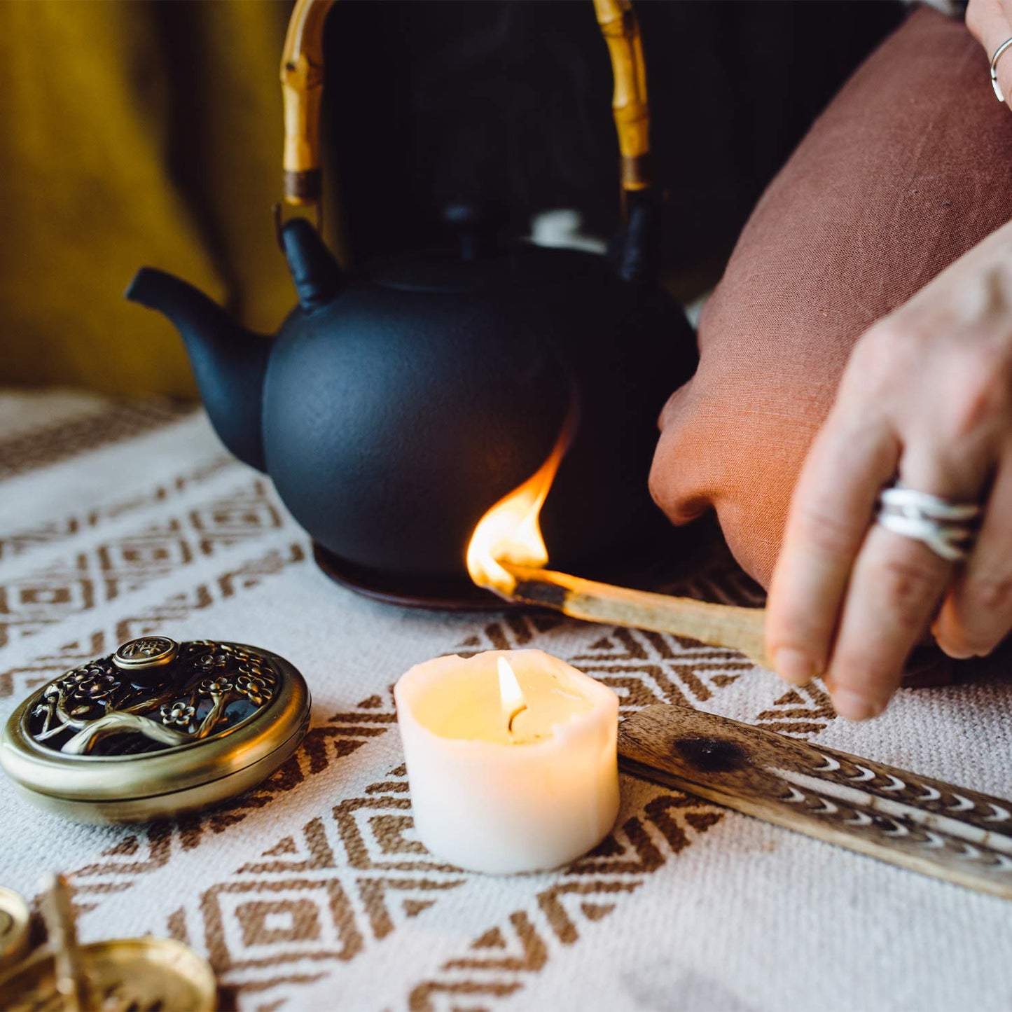 Witchcraft Supplies Starter Kit - 8pc Altar Supplies for Beginners, Spiritual Room Decor, Witchy Gifts - with Tree of Life Offering Bowl, White Sage, Palo Santo, Candles - Alternative Imagination