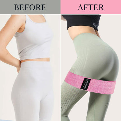 Wide Fabric Resistance Bands for Working Out, 3 Level Non-Slip Exercise Booty Bands for Women & Men Leg and Glutes with Hair Ties and Tape Measure - for Home Gym Workout, Yoga, Pilates