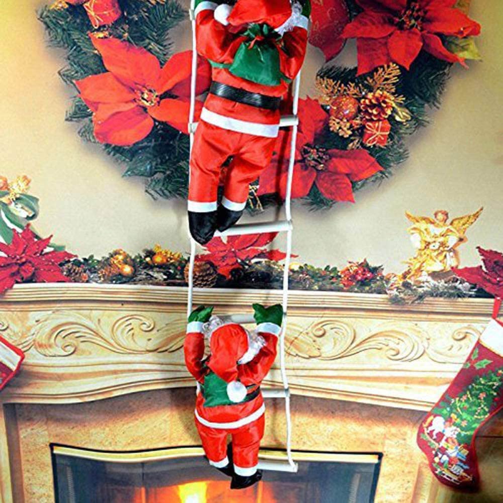 Orgrimmar 2 Santa Claus Climbing on Rope Ladder Christmas Ornament for Christmas Tree Party Home Door Wall Decoration