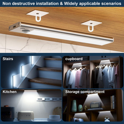 JEKEMORYE Under Cupboard Kitchen Lights LED - White 20CM 3 Pack - with 2 USB Cables