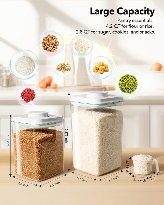 Ankou Food Storage Container Sets, 2.8 Qt *2+ 4.2 Qt *4 Airtight Canisters